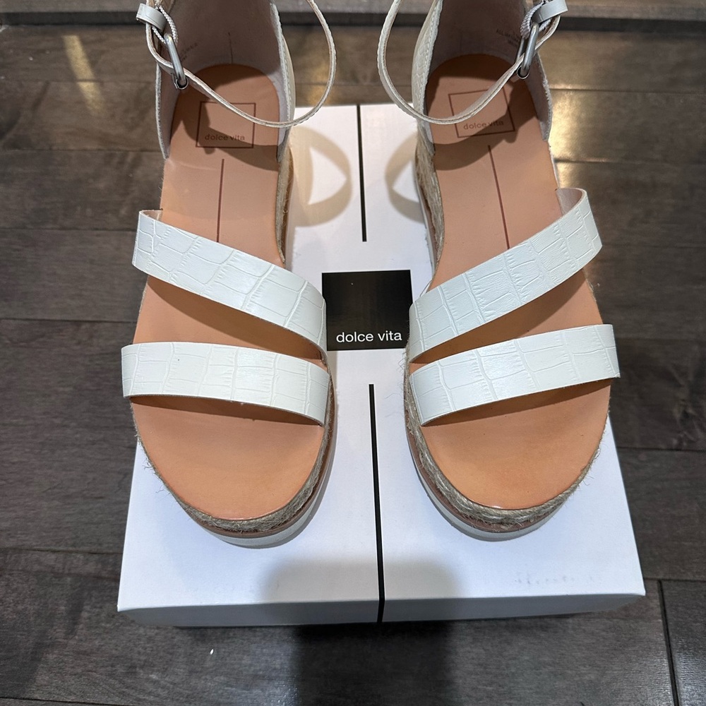 Dolce Vita White Platform Sandals